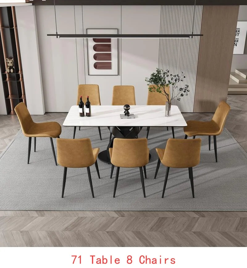 Dining Table with Stone Top and Steel Base