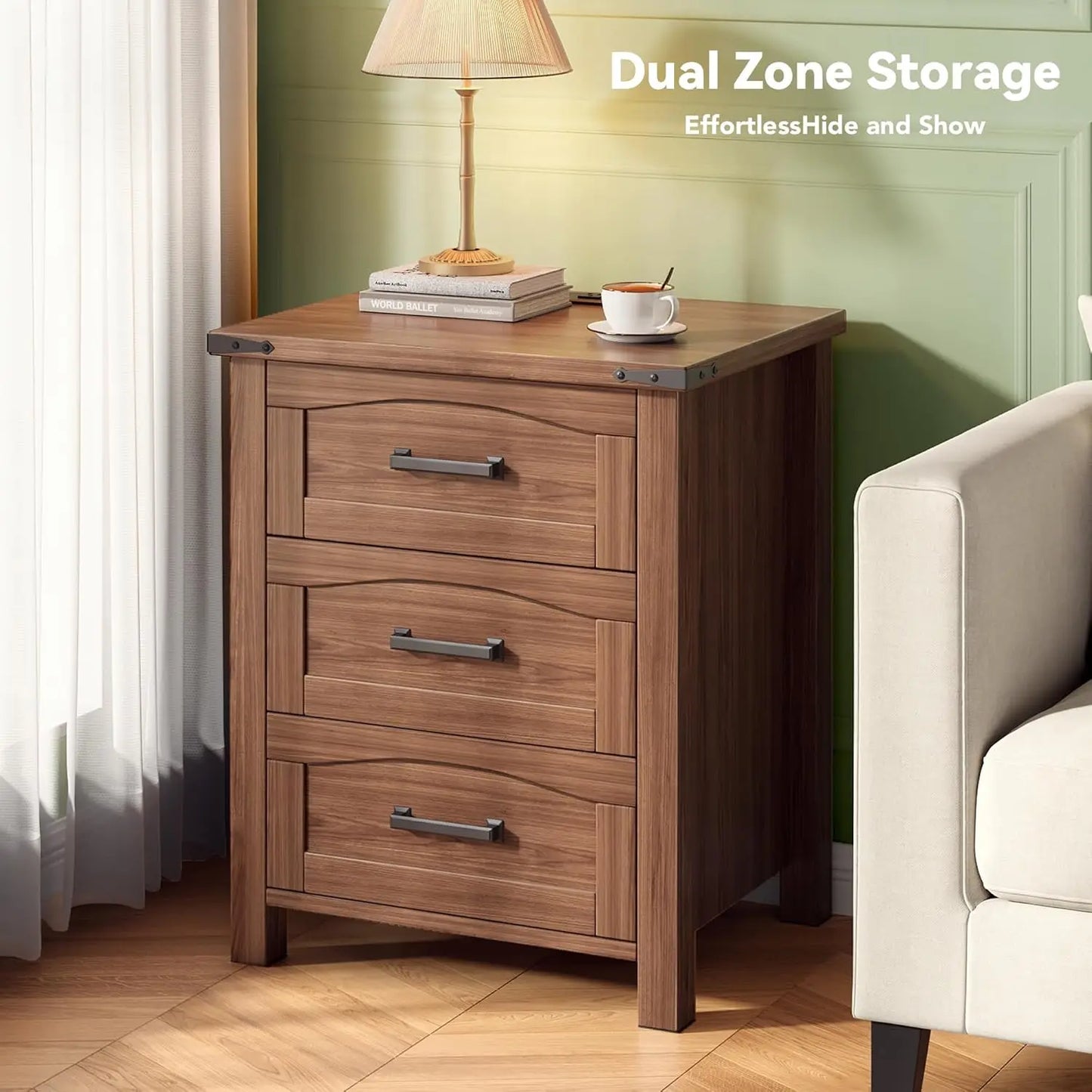 Nightstand Set of 2 with Charging Station