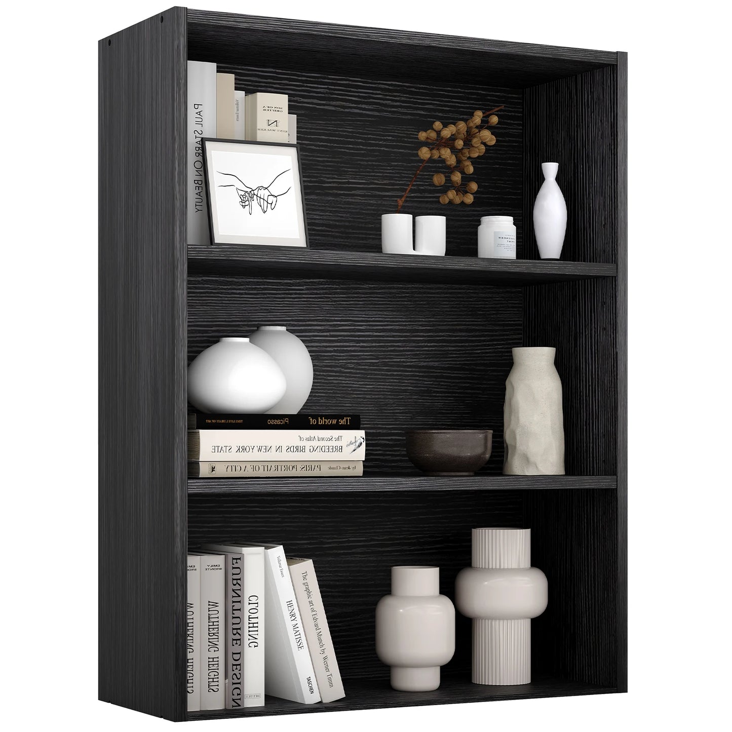 Wooden 3 Tiers Bookshelf Storage 31.5 Inch Tall