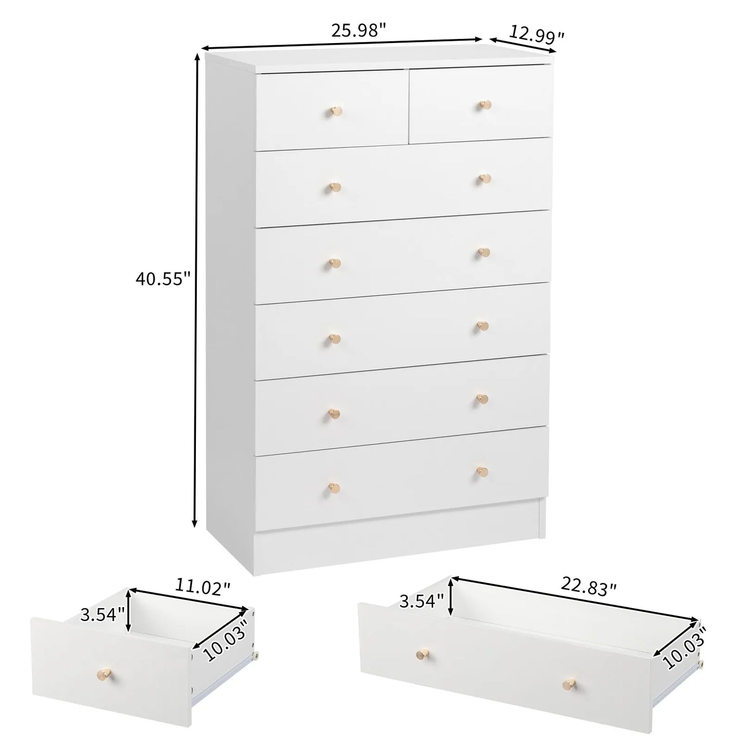 Dresser 7 Drawers Wood Storage Cabinet