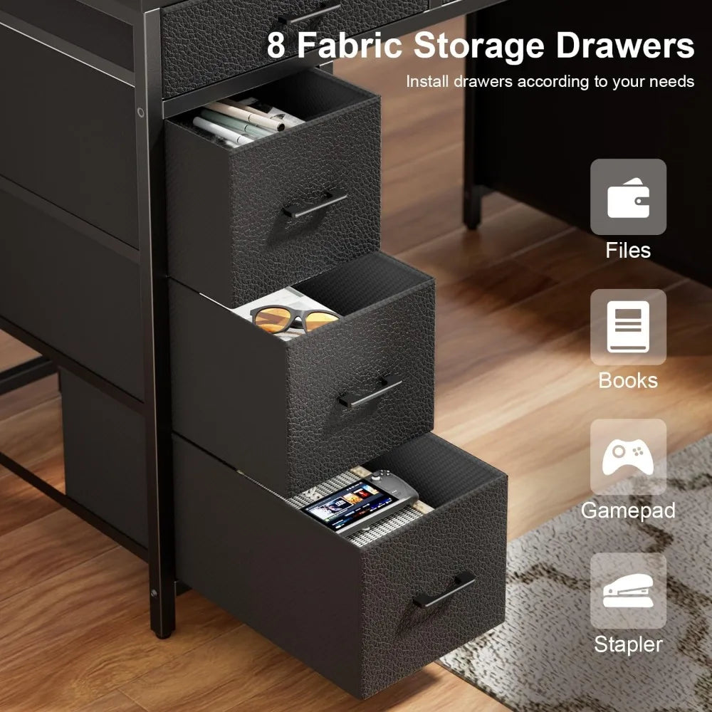 47 inch Computer Desk with 8 Storage Drawers