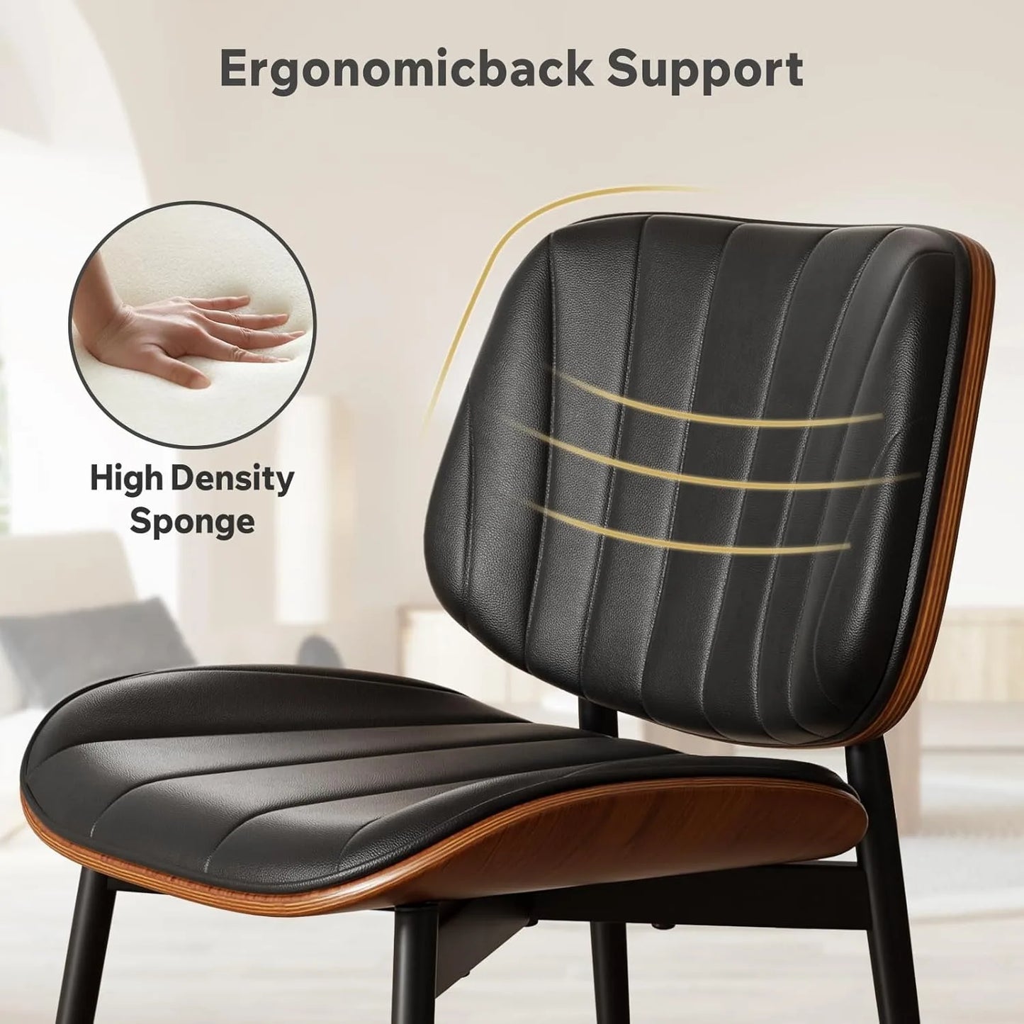 Dining Chairs Set of 2, Upholstered Faux Leather