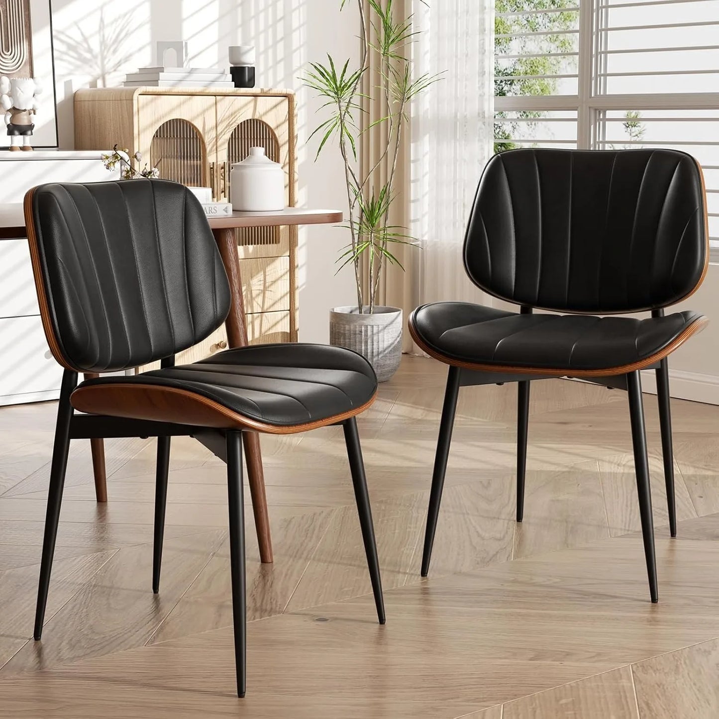 Dining Chairs Set of 2, Upholstered Faux Leather