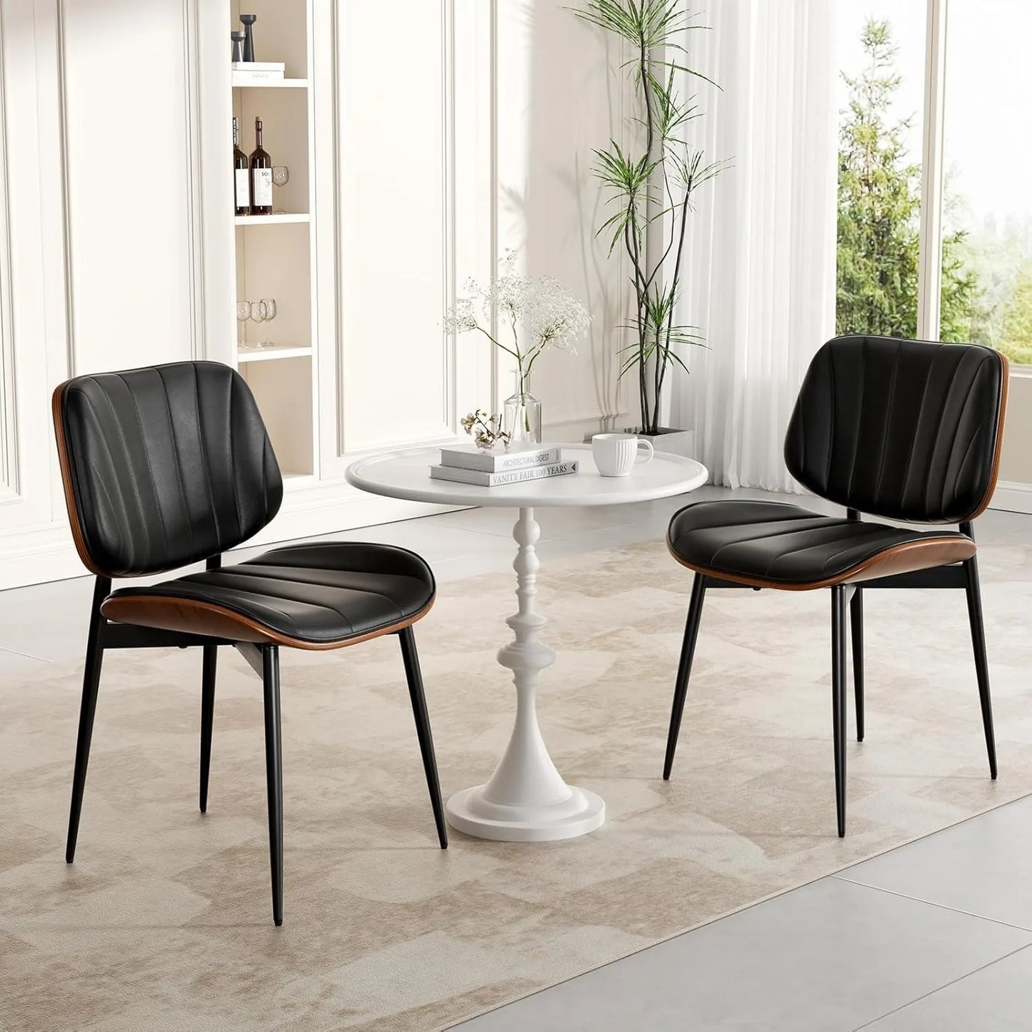 Dining Chairs Set of 2, Upholstered Faux Leather