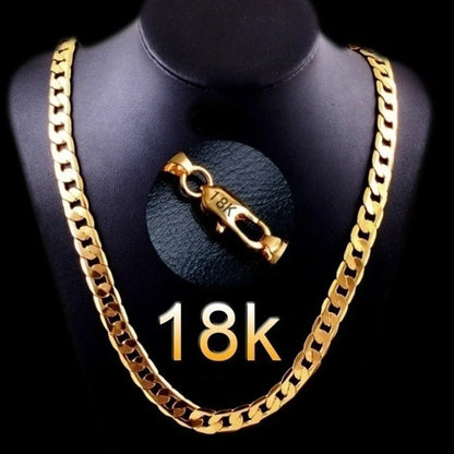 Men 18K Gold Cuban Chain Necklace