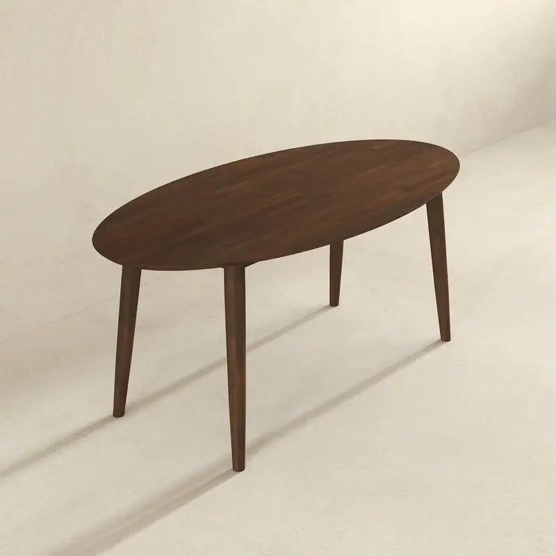 Walnut Oval Dining Table with 4 Chairs Set