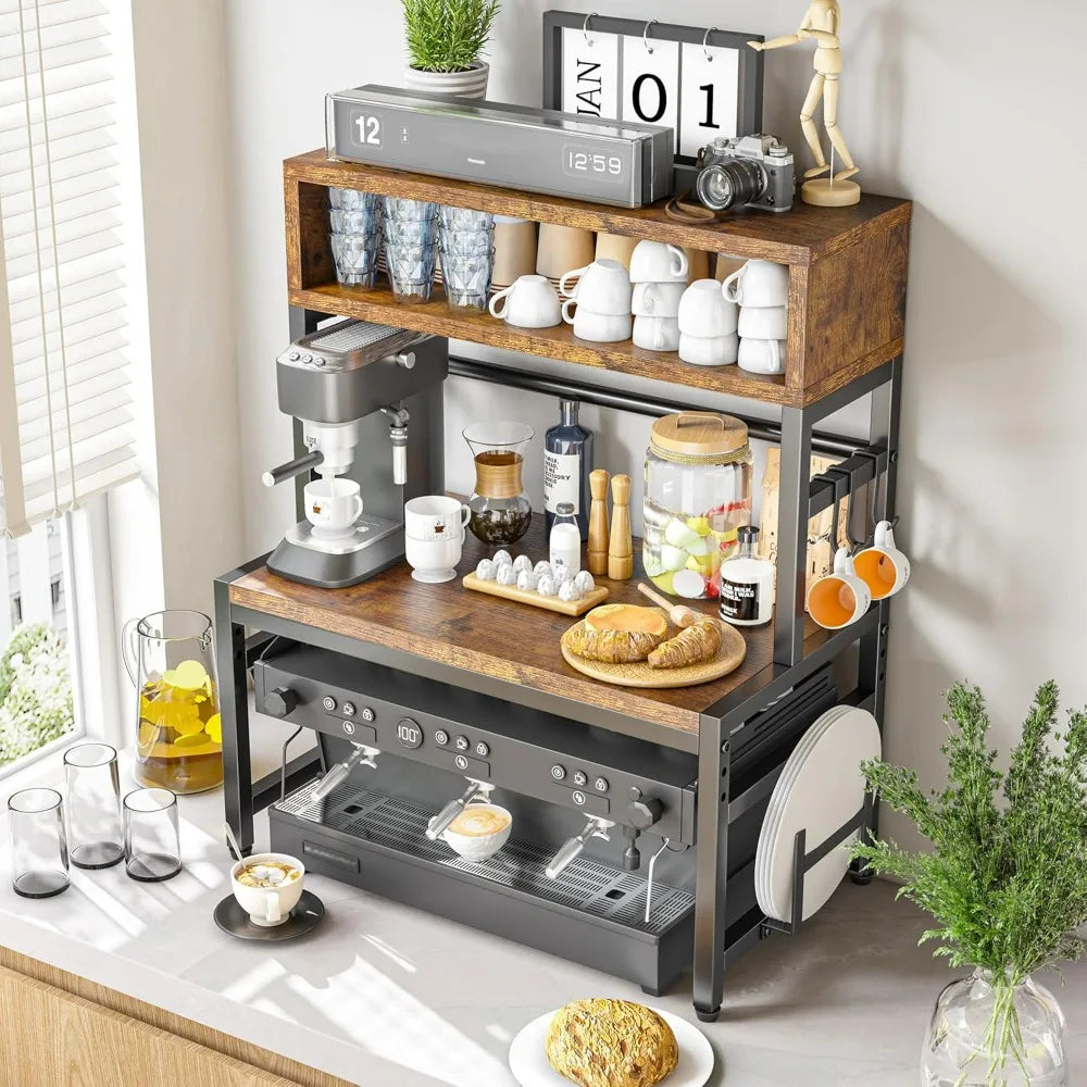 4-Tier Microwave Oven Rack, Shelves Countertop Storage