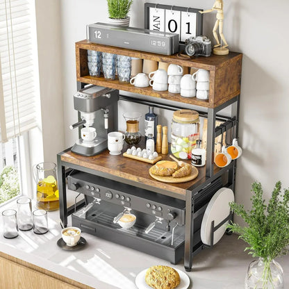 4-Tier Microwave Oven Rack, Shelves Countertop Storage