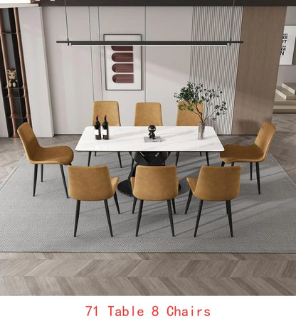 Dining Table with Stone Top and Steel Base