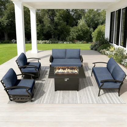 Aluminum Patio Furniture Set with Fire Pit Table
