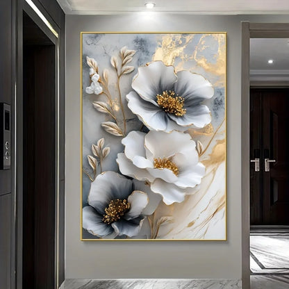 Canvas mural, framed 3D floral painting