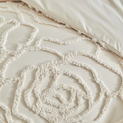 3D Rose Floral Tufted Duvet Set