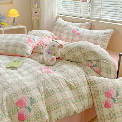 3pcs Duvet Cover Set Cartoon Strawberry Print