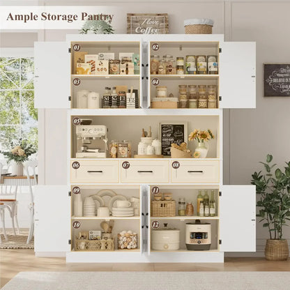 55“ Wide Kitchen Hutch Cabinet with Storage Drawers