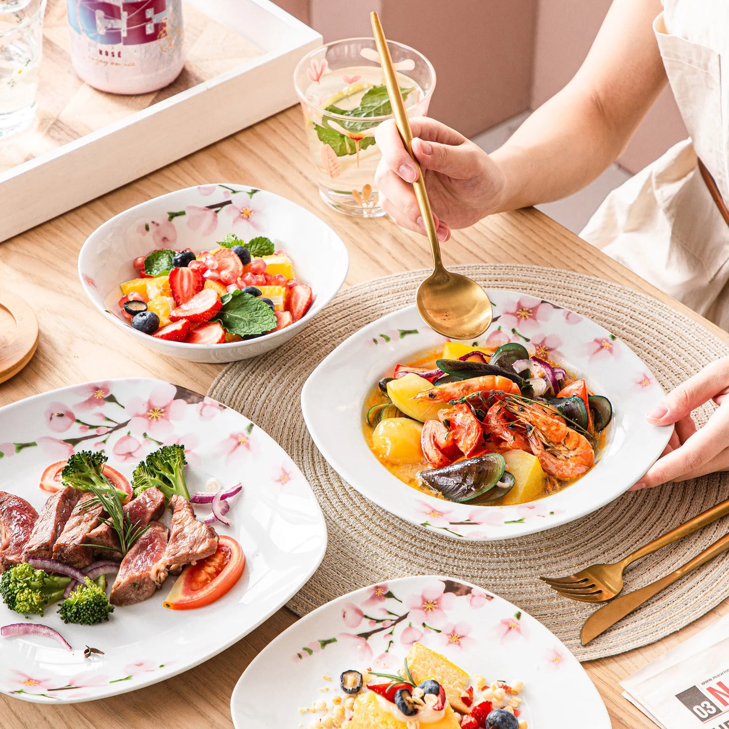 24/48 PCS Porcelain Ceramic Tableware Set