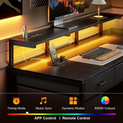 47 inch Computer Desk with 8 Storage Drawers