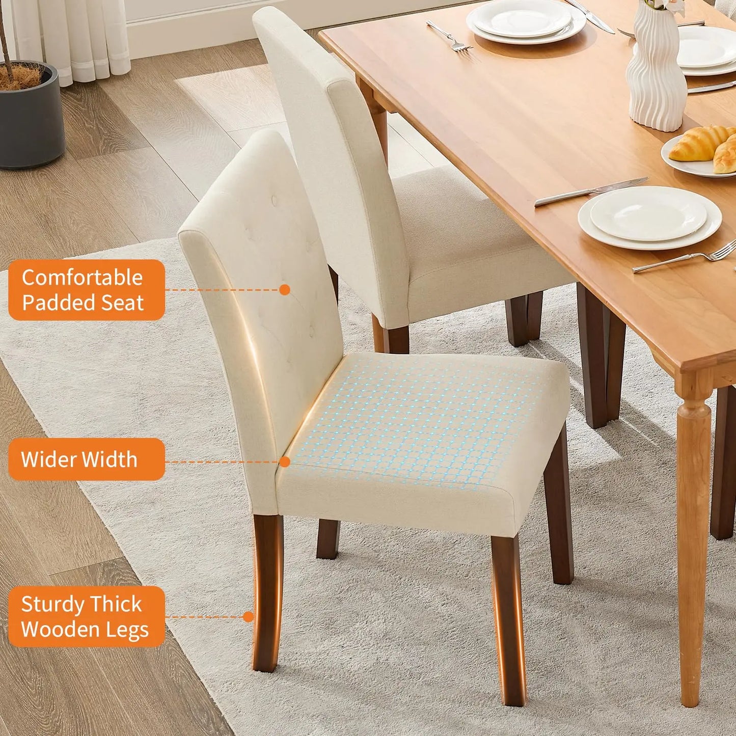 Set of 2 Upholstered Parsons Diner Room Chairs