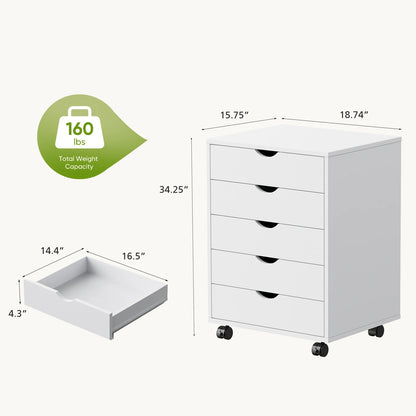 Wood Cabinet With 5 Drawers Waterproof Surface