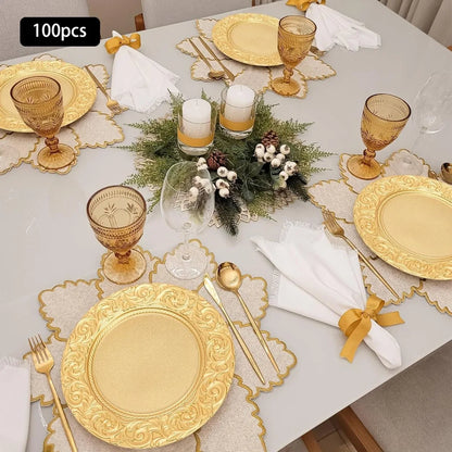 13 Inch Gold Reusable Charger Plates Set