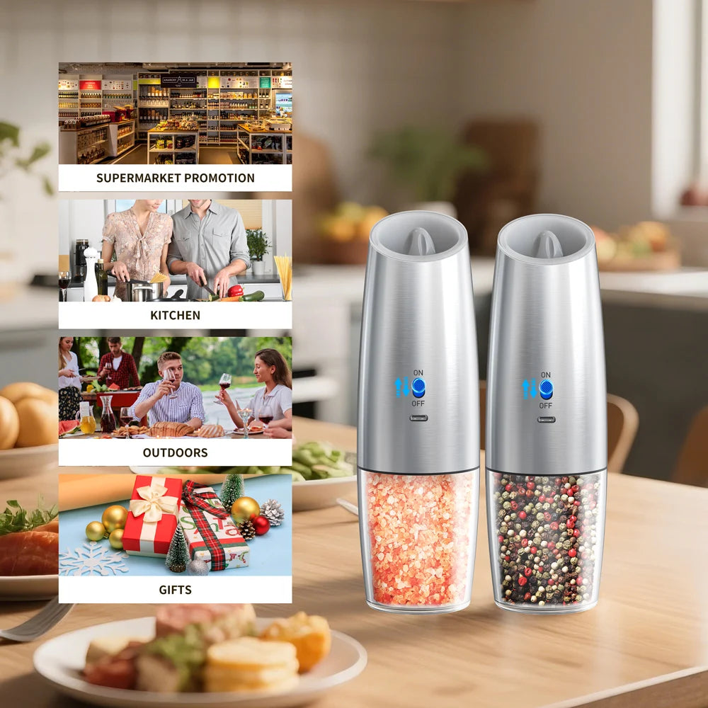 Rechargeable Electric Gravity Salt & Pepper Grinder