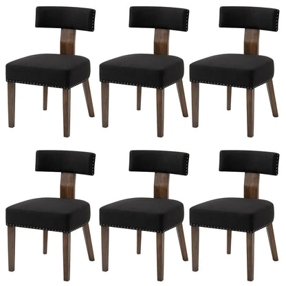 6 Fabric Upholstered Wood Kitchen Chairs Set