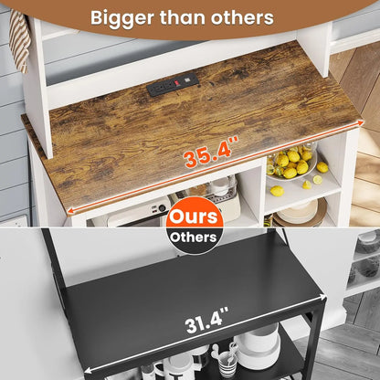 Bakers Rack with Power Outlet and Storage