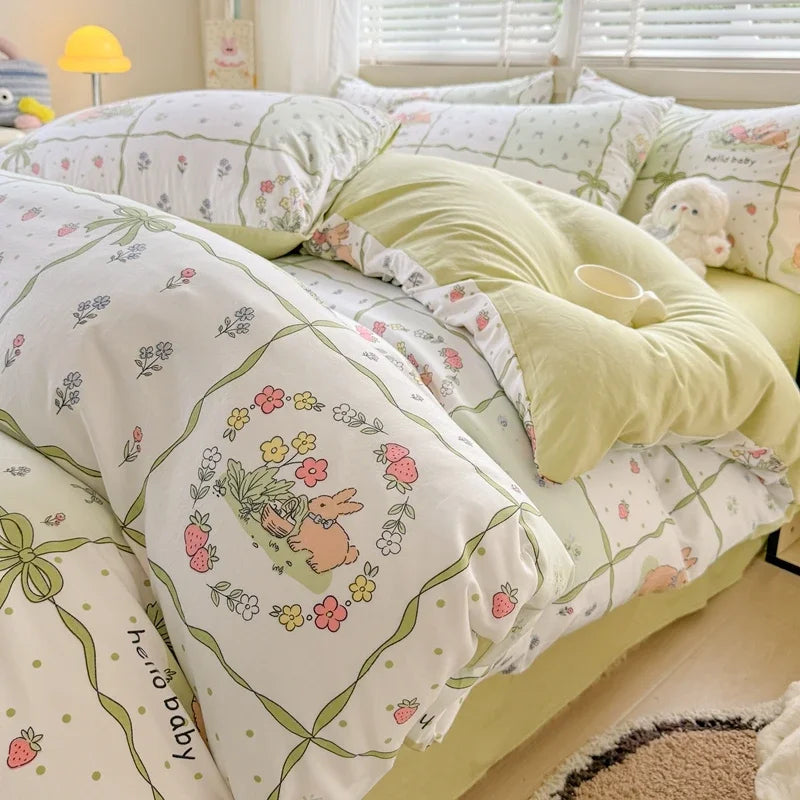 3pcs Duvet Cover Set Cartoon Strawberry Print