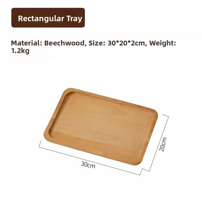 Large round Waterproof  Wood Dining Plate Tray