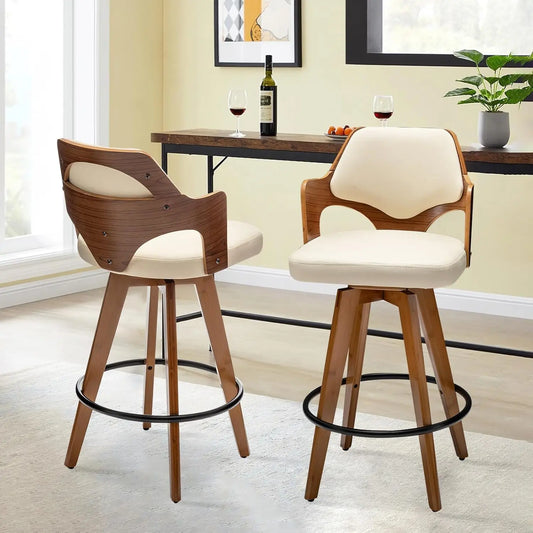 Swivel Upholstered Bar Stools Set of 2