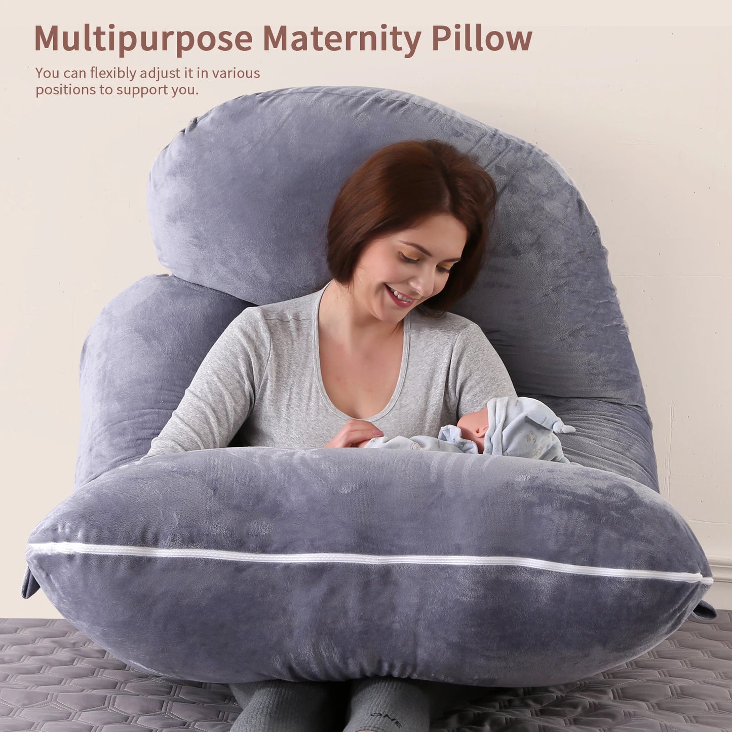 Full Body Maternity Pillow with Removable Cover