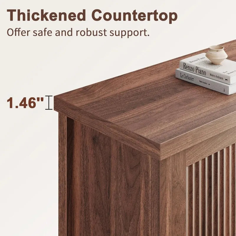 Fluted Buffet Cabinet with Storage Accent Sideboard