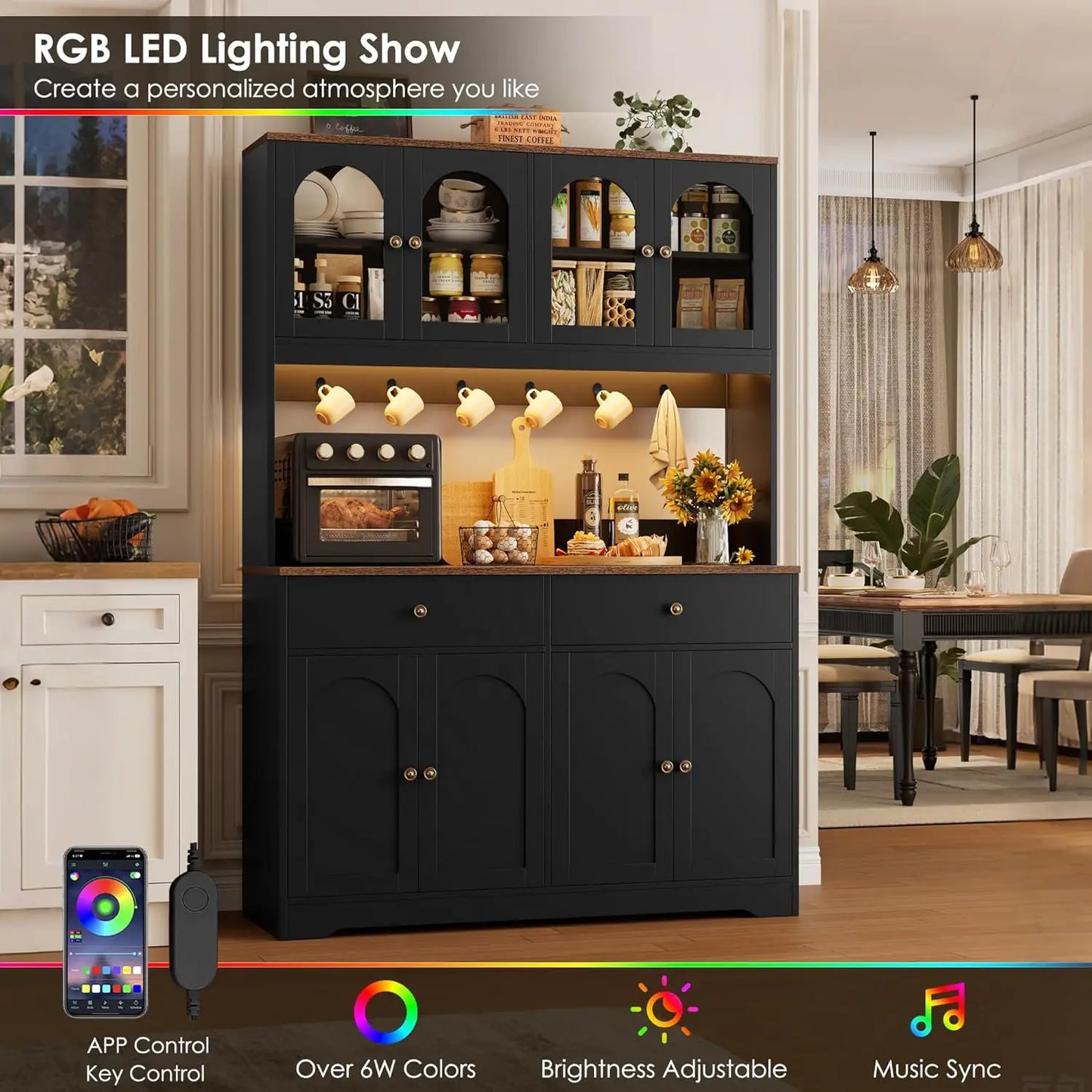 Kitchen Pantry Cabinet with Power Outlet
