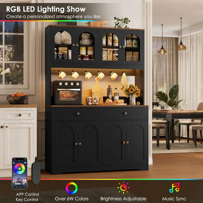 Kitchen Pantry Cabinet with Power Outlet