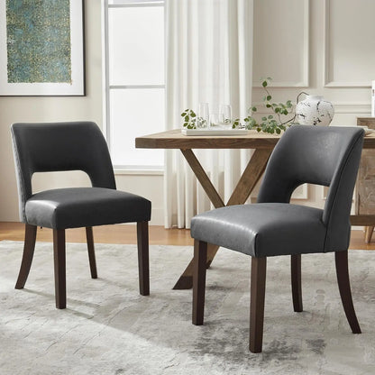 2 Faux Leather Upholstered Dining Room Chairs