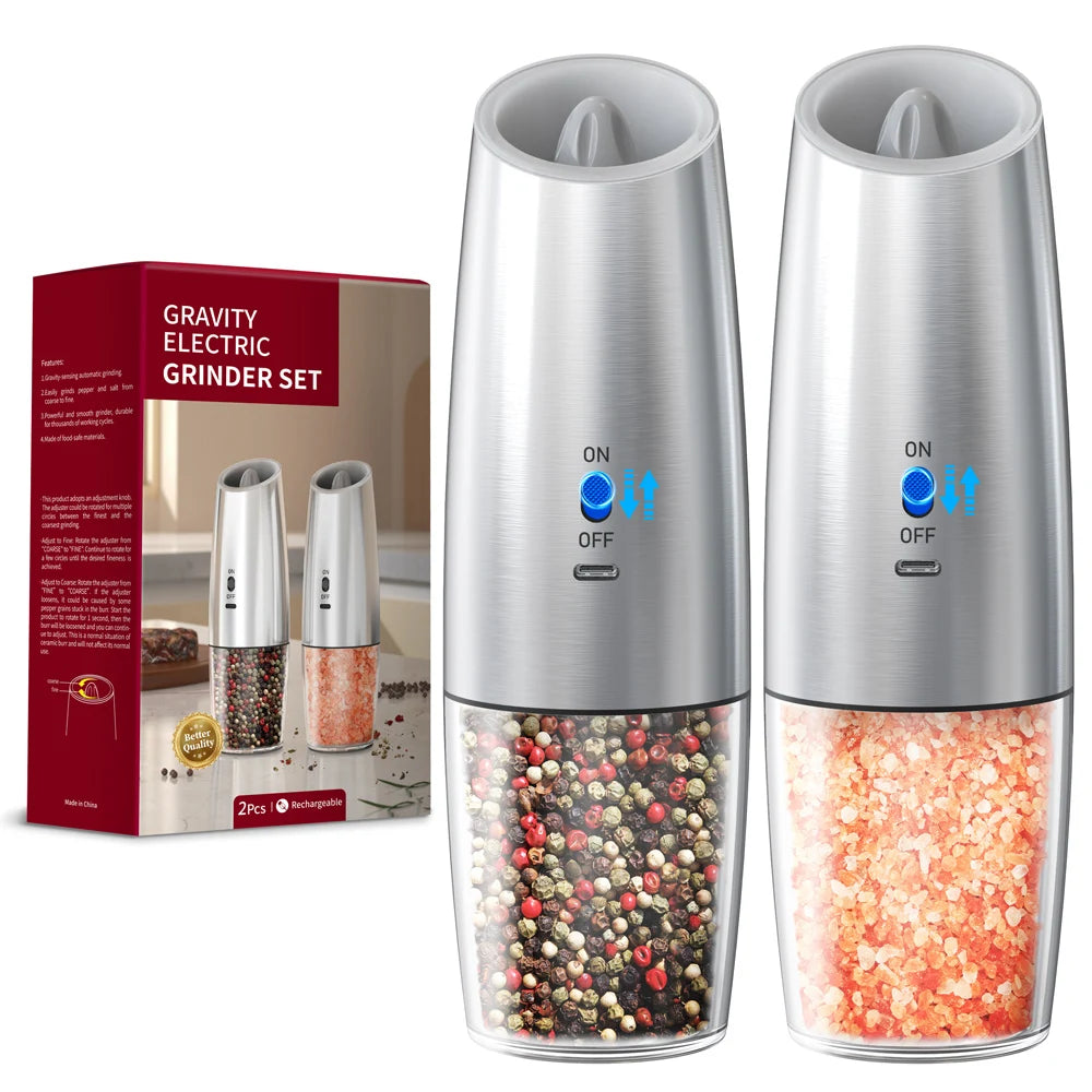 Rechargeable Electric Gravity Salt & Pepper Grinder