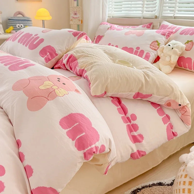 3pcs Duvet Cover Set Cartoon Strawberry Print