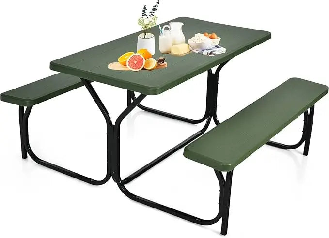 Picnic Resin Dining Table & 2 Benches Set