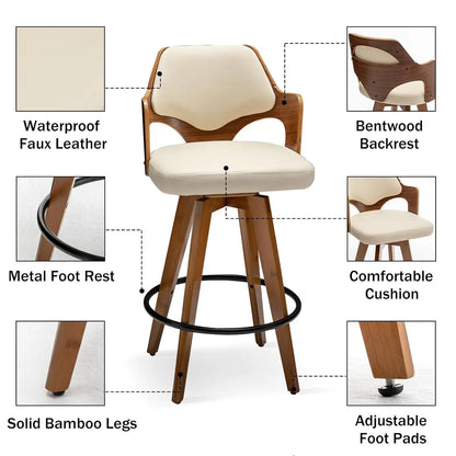 Swivel Upholstered Bar Stools Set of 2