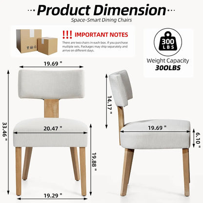 6 Fabric Upholstered Wood Kitchen Chairs Set