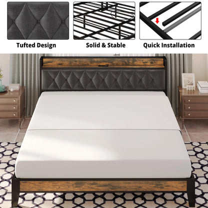 Twin/TwinXL/Full/Queen/King/CaliforniaKing Bed Frames, Storage Headboard