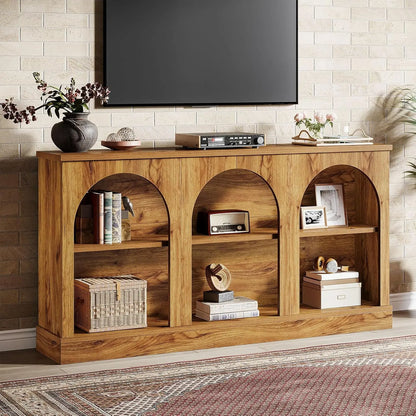 Natural Wood TV Console Storage Cabinet