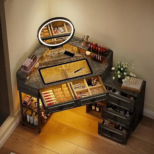 Makeup Vanity Desk with Mirror and Lights