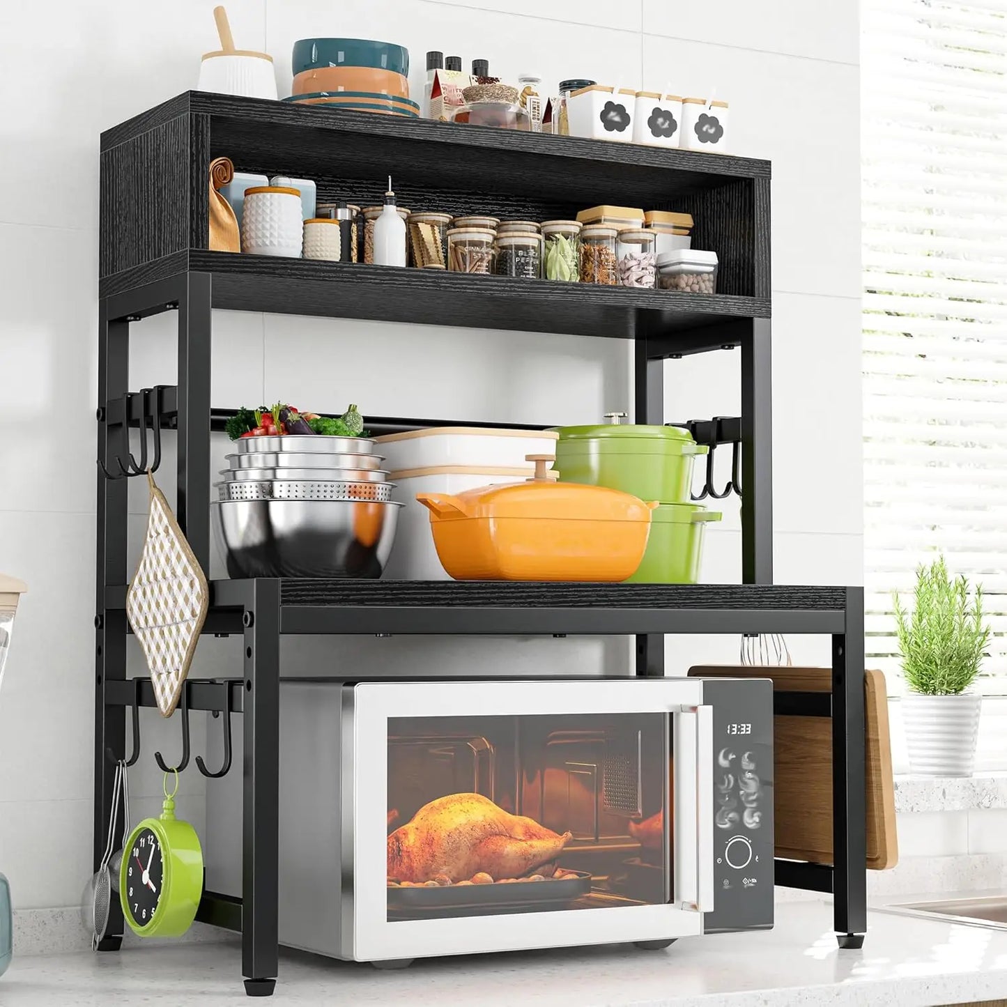 4-Tier Microwave Oven Rack, Shelves Countertop Storage