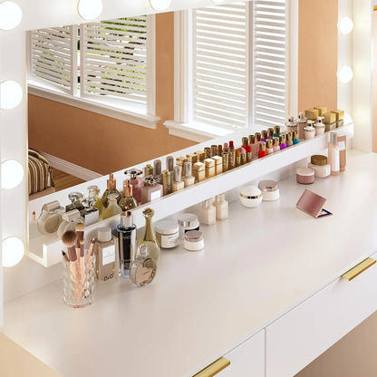 Large Mirror Lighted Vanity Desk