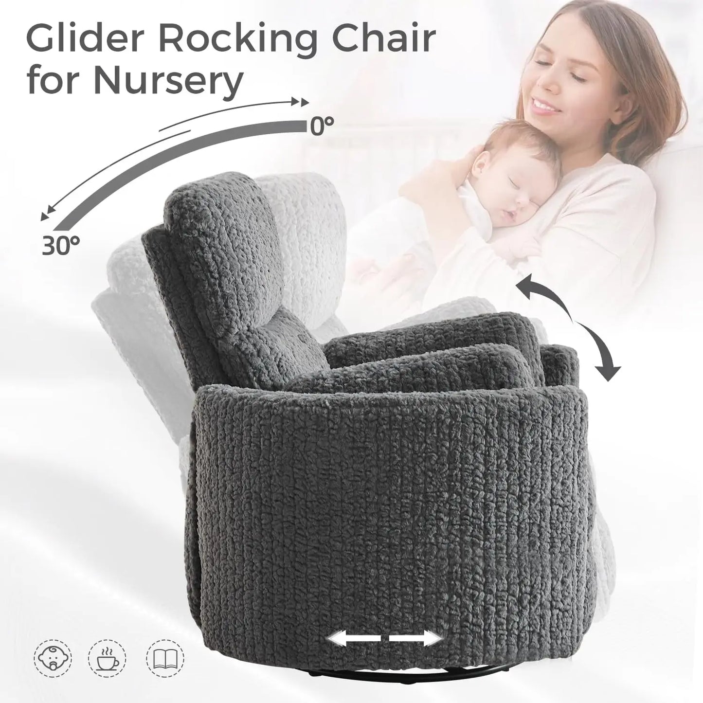 Power Swivel Glider Rocking Recliner Nursery Chair