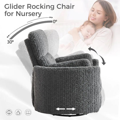 Power Swivel Glider Rocking Recliner Nursery Chair