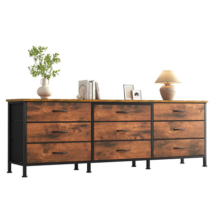Cabinet With 9 Fabric Drawers Long Entertainment Center