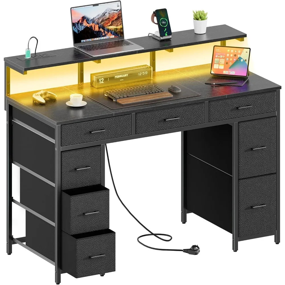47 inch Computer Desk with 8 Storage Drawers