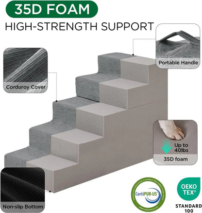 Non-Slip Foam Stairs for Dogs and Cats Up to 40lbs,