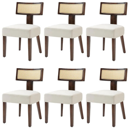 6 Fabric Upholstered Wood Kitchen Chairs Set
